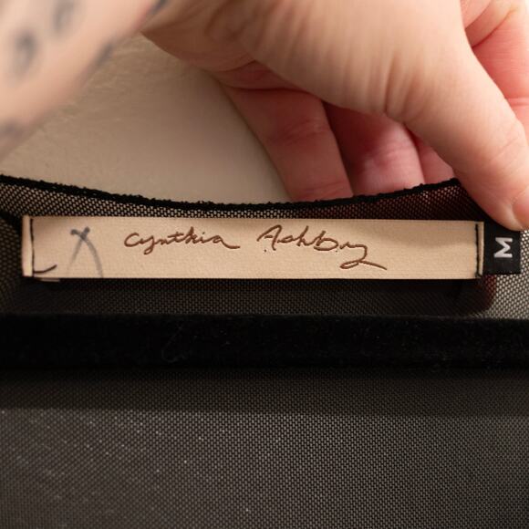 Cynthia Ashby Layered Mesh Midi Dress Black Whimsygoth Goth Grunge SZ M - Picture 5 of 5